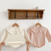 包屁衣 连体衣甜美棉线泡泡袖 拉果拉秋装 女宝宝细针软糯毛衣针织衫