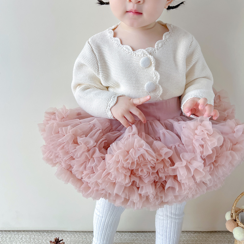 女童洋气棉线毛衣开衫多巴胺风