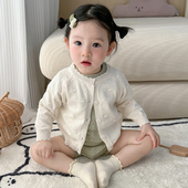 小月龄宝宝衣服防晒长袖 女童夏季 婴儿夏装 针织衫 早秋外套 春秋薄款