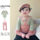 套装 拉果宝宝秋季 袜婴儿多巴胺春装 连裤 衣服绿色连体衣粉色举重裤