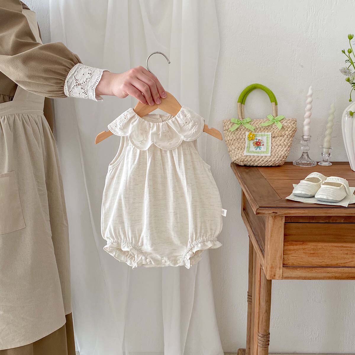 韩版女婴儿夏季薄款包屁衣百日宴公主礼服连体衣哈衣百天周岁