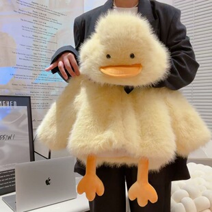 亲子款男女童仿皮草毛毛衣保暖加绒小鸭子冬季儿童毛茸茸加厚外套