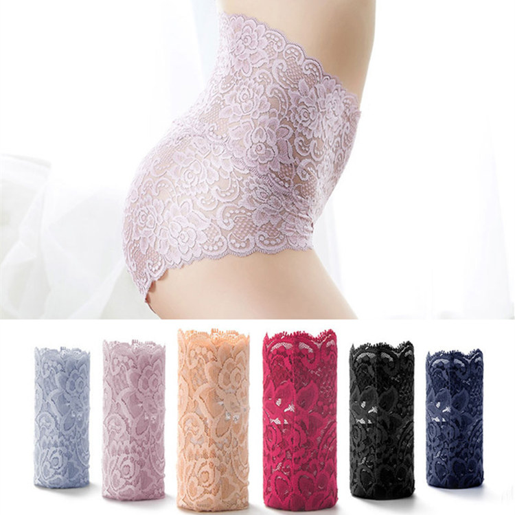 性感全蕾丝无痕收腹提臀透气纯棉档女士内裤衣大码高腰三角短裤子