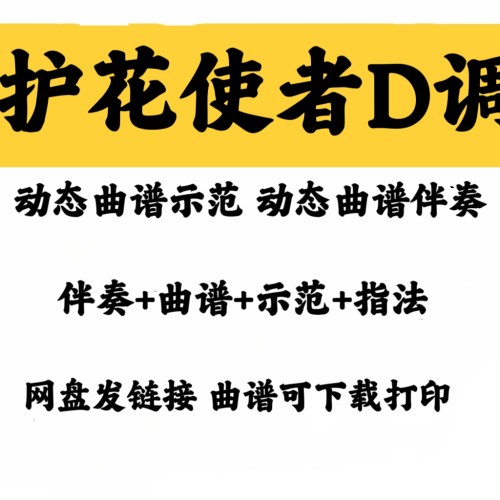 经典流行曲护花使者D调动态曲谱伴奏/示范五个一致好弹网盘发链接