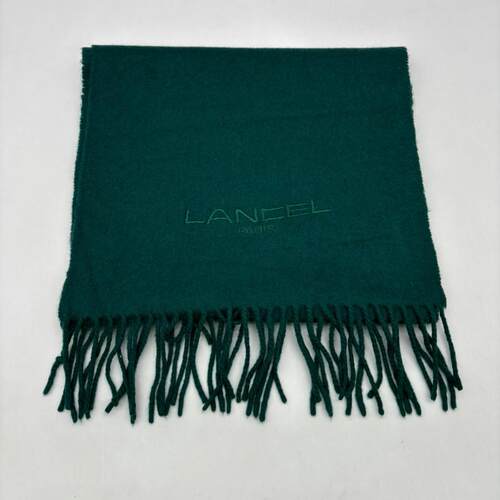 杭州米兰坊名牌寄售店 LANCEL 兰姿 墨绿色羊绒LOGO双面围巾