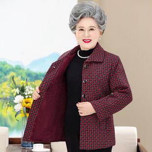 加肥大码中老年女装春秋外套胖妈妈奶奶冬装加绒加厚上衣老人衣服