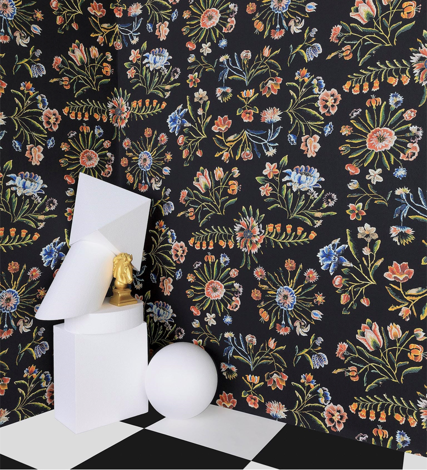 法国原装进口墙布pierrefrey现代法式18世纪初花卉羊毛刺绣背景墙