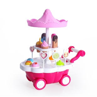 益智迷你糖果车玩具 电动灯光音乐万向冰淇淋车儿童仿真过家家套装