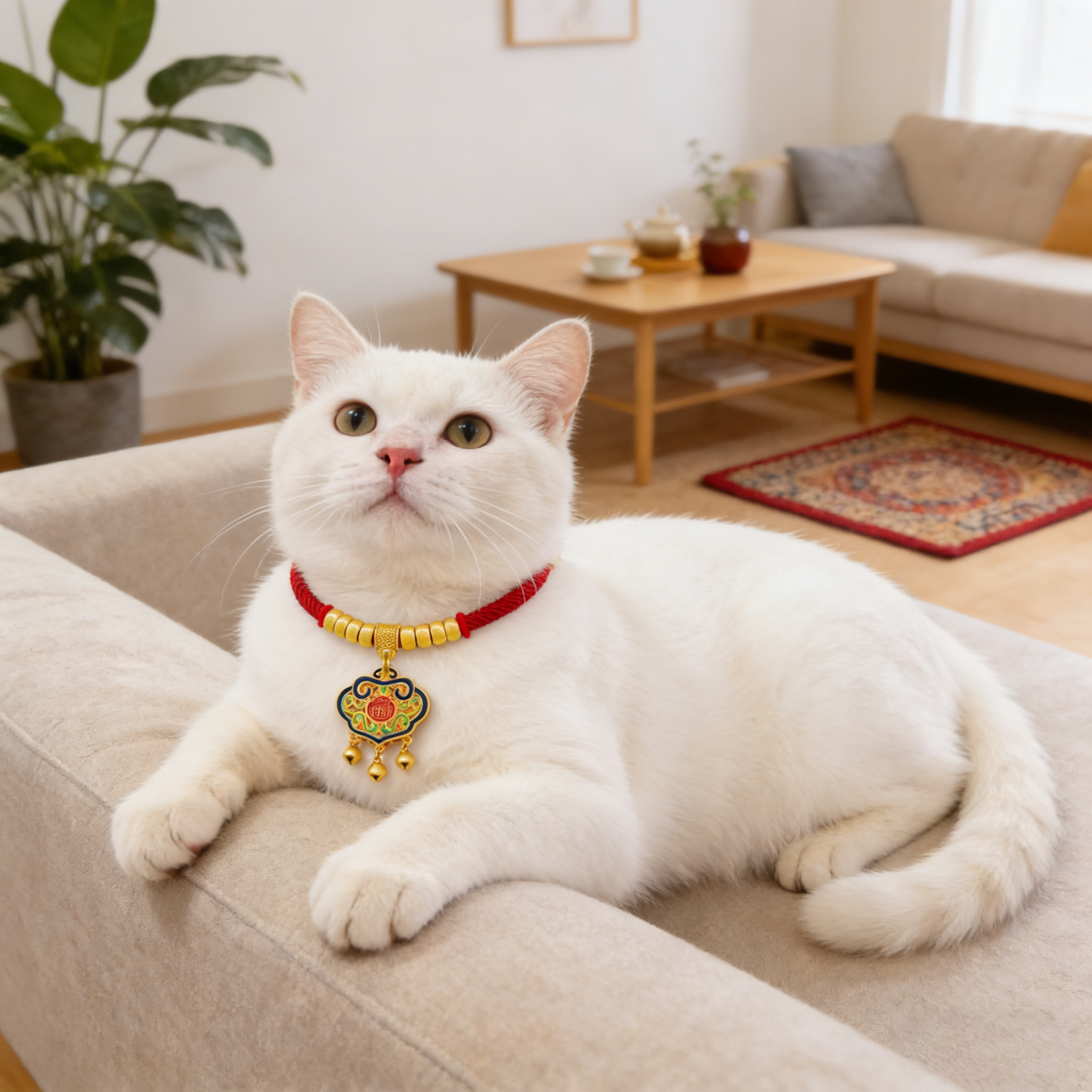 宠物新年项圈猫狗长命锁平安喜庆猫咪项圈狗项圈金锁项链春节招财