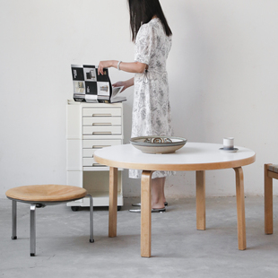 Aalto Alvar 中古｜芬兰产 咖啡桌 90A 桦木圆形茶几 设计 coznap