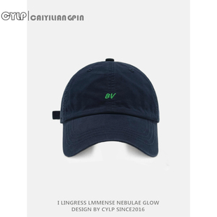 韩版 显脸小遮阳鸭舌帽 简约百搭小字母BV刺绣软顶棒球帽男女春夏季