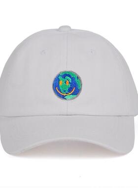 外贸刺绣地球棒球帽纯棉软顶鸭舌帽astroworld baseball cap hat