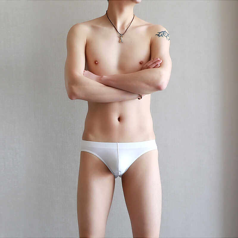 大囊袋男士冰丝青年白色小三角裤