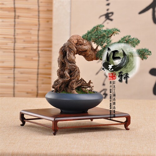 红木榫卯中式工艺品微盆景底座