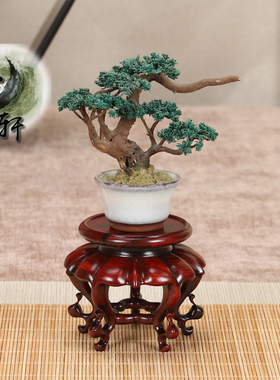 实木红酸枝花瓶微盆景茶壶香炉托架摆件铭杯展示加高复古圆形香几