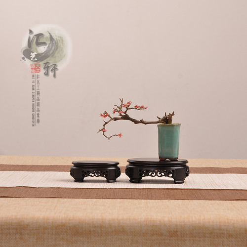 实木紫光檀明式整木椭圆鼻烟壶摆件底座托架茶壶奇石玉器盆景底座