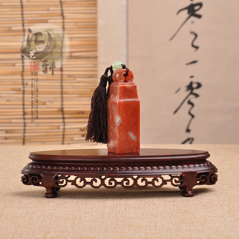 实木紫光檀明式整木椭圆鼻烟壶摆件底座托架茶壶奇石玉器盆景底座