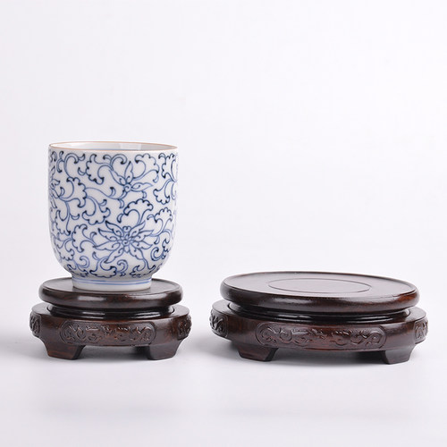 工艺品圆形花盆佛像黑檀木雕