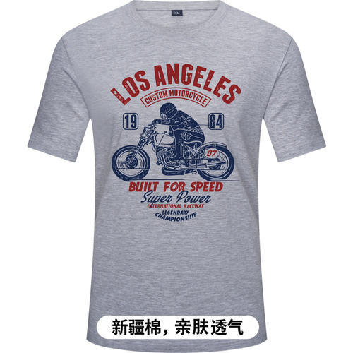 美式复古摩托风纯棉短袖T恤