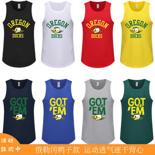 新款美式投篮训练服男俄勒冈鸭子篮球背心速干衣健身跑步运动T恤