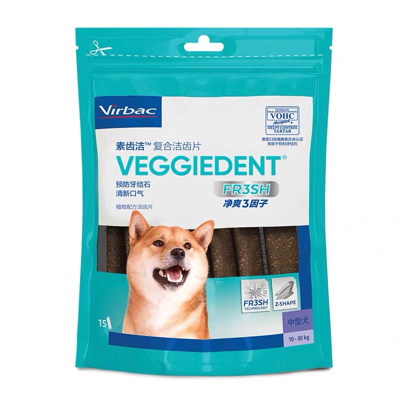 Virbac法国维克CET复合酶洁齿片M 口腔清洁咬胶 中型犬用15片装