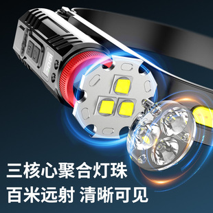智能挥手感应头灯户外高亮COB防水头戴式强光手电夜跑工作照明灯