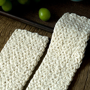 钟声刺绣 手织纯棉小方巾 刺子绣手缝三折茶巾 杯垫壶垫迷你茶道