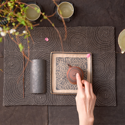 钟声原创涟漪柿漆手缝草木染茶垫