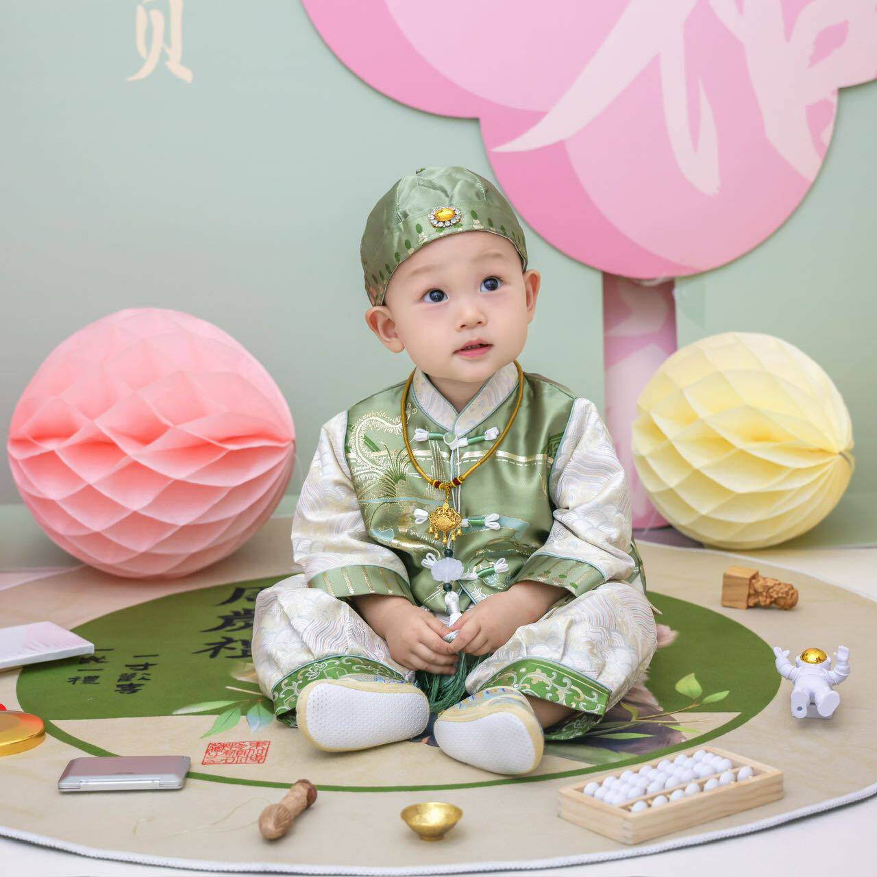 男童唐装周岁礼服秋冬套装新中式年抓周宝宝生日宴婴儿冠衣拜年服