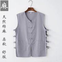 Phong cách Trung Quốc cotton và lanh Tang phù hợp với vest nam vest Ma Rong phong cách Trung Quốc khóa cũ áo sơ mi vest thể dục quần áo mùa hè mặc - Áo vest cotton các kiểu áo ghi lê nam