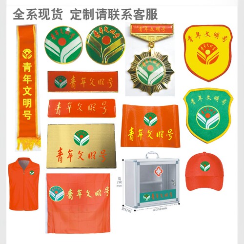 定制青年文明号徽章胸针袖套