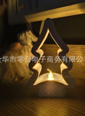跨境爆款3D打印简约镂空圣诞树烛台摆件圣诞节日氛围感装饰品摆饰