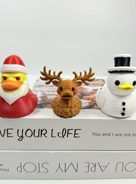 跨境新品3d打印鸭鸭家族手办摆件圣诞节礼物雪人鸭驯鹿鸭圣诞鸭