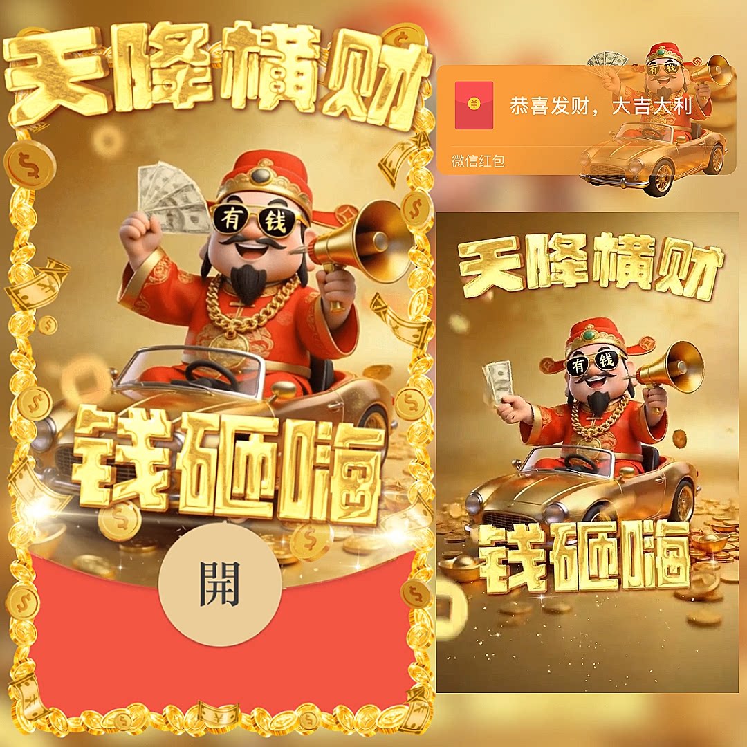 2026天降横财神微信红包封面钱砸嗨动态音乐wx年皮肤序列号马年新图片