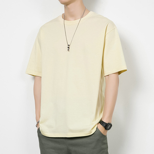 纯棉短袖T恤100%纯棉男女T恤短袖高克重小落肩纯棉短袖