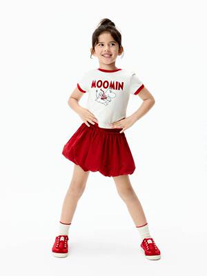 little moco童装26夏修身短款女童亲子短袖抗菌T恤上衣KBF2TEE006