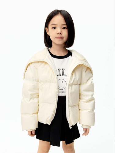专柜正品little moco 25冬装女童针织领保暖羽绒服外套KBE4EIN005