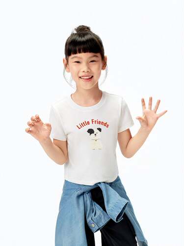little moco专柜正品25年夏女童短款印花圆领短袖T恤KBE2TEE034