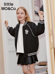 little moco 25秋新款男女童90绒羽绒服棒球领夹克外套KBE3EINT03