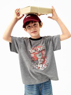 little moco童装2025秋季新款男女童卡通印花短袖T恤 KBE3TEE002