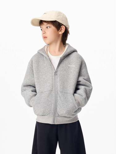 加绒卫衣 little moco童装26冬新款男女童印花连帽外套KBF4COTT03