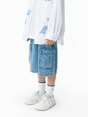 little moco26夏季|凉感抑菌大口袋牛仔短裤KBF2SOTT02