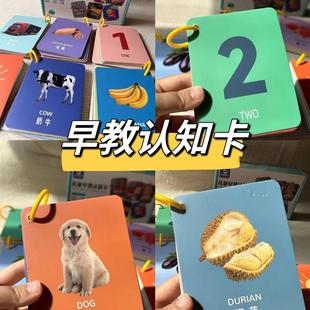 宝宝早教认知卡片婴幼儿启蒙实物识图动物卡儿童看图识物识字闪卡