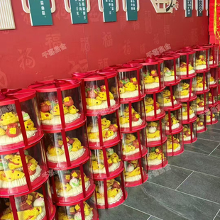 孝心鱼蟾留娘糕枣花馍馍蟾面鱼蟾包装盒礼盒花饽馍馍10/12寸圆形