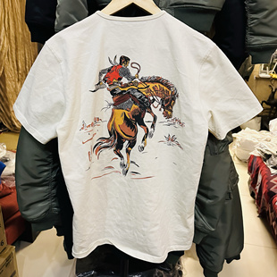 凉快不起球男女款 西部牛仔亨利领Tee短袖 衫 透气纯棉半袖 开领T恤