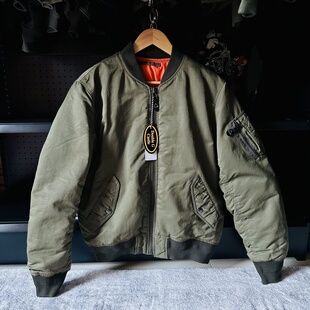 罕见复古版MA-1飞行服夹克宽松os棉服轻落色做旧阿美咔叽外套