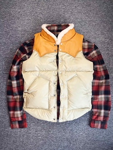 落基山脉一 阿美咔叽风 羽绒马甲 牛皮肩配尼龙身 棉羊毛领