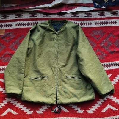 纯色双面穿宽松中长款MA-1棉服 复古甲板服廓形棉衣夹克 阿美咔叽