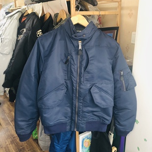 立领翻领兼容飞行服通勤机能口袋实用棉服 神秘蓝G01鼹鼠飞行夹克