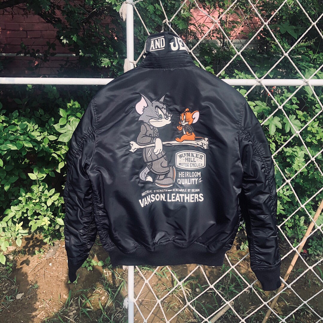 Vanson猫和老鼠三代飞行服机车夹克 军潮翻领G03杜邦3m航空棉外套